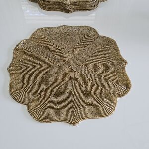 Elegant Gold Beaded Placemat Set Of 8